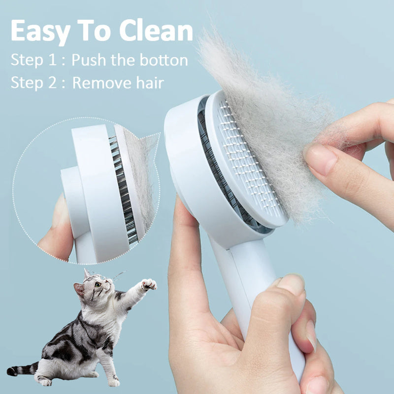 Self-Cleaning Pet Comb - Gentle Grooming for Happy Cats & Dogs