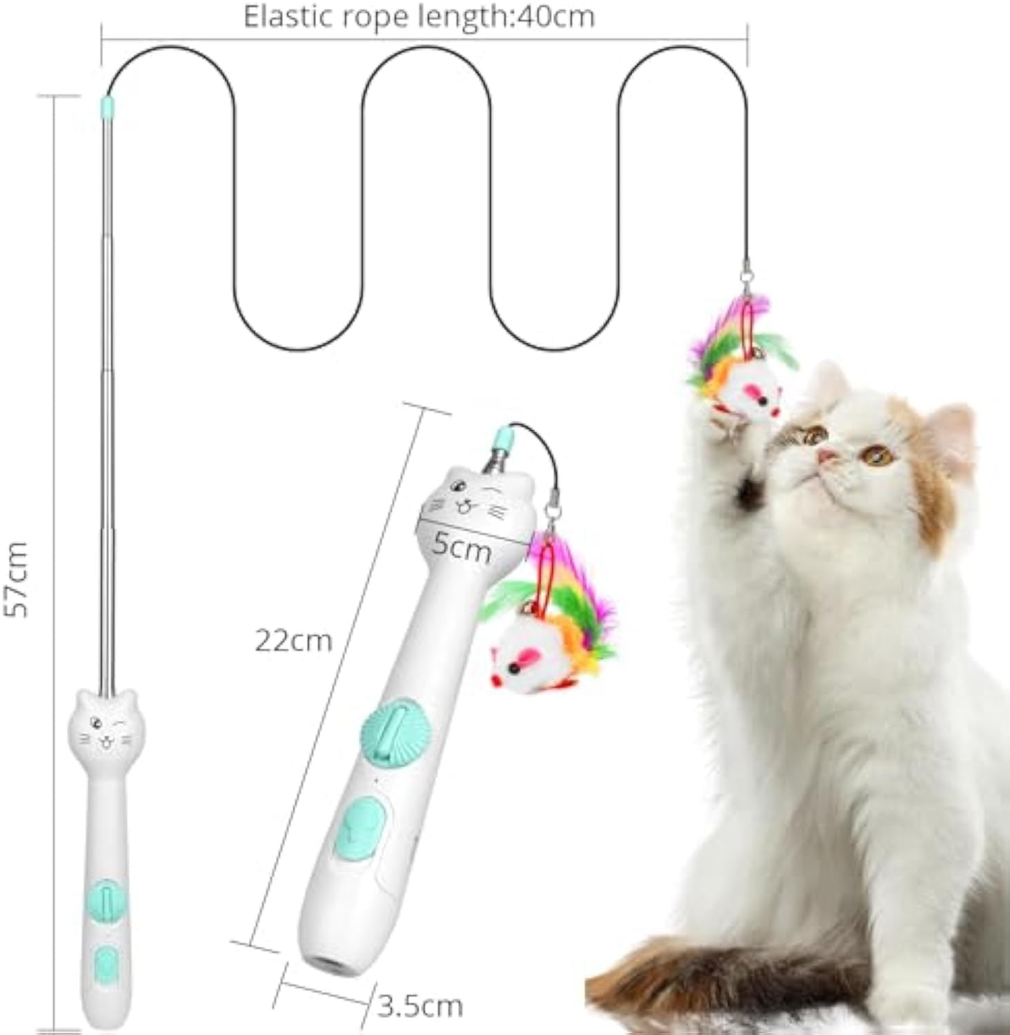 Interactive Cat Toy - Rechargeable Laser Wand with Feather Fun