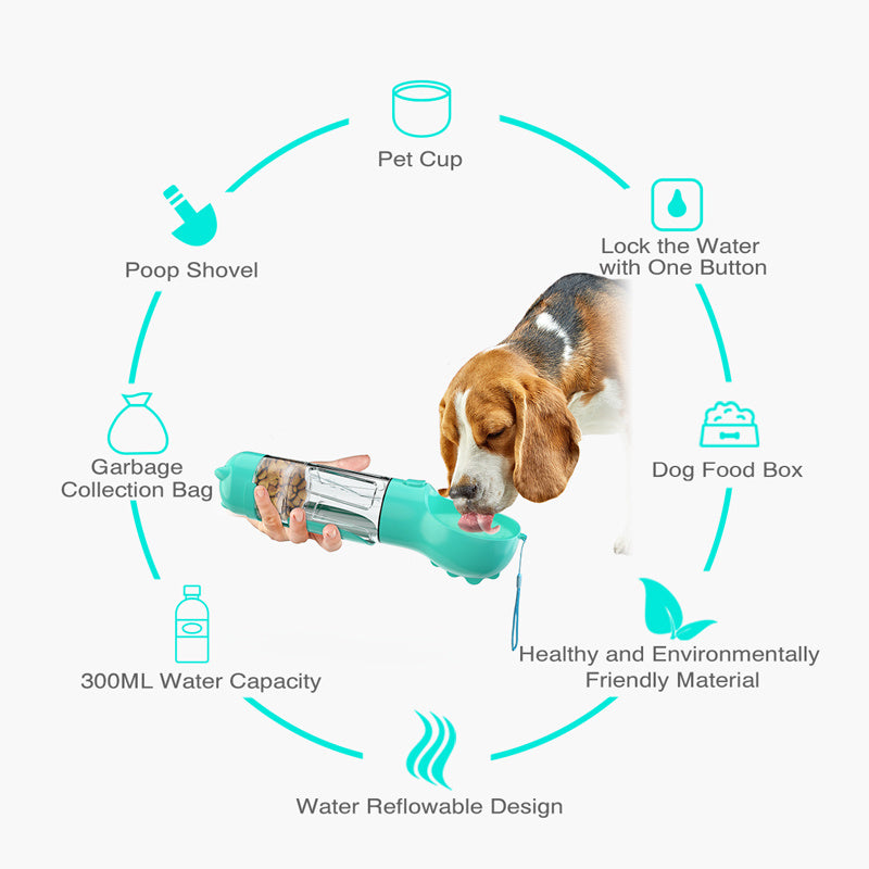 3-in-1 Pet Travel Bottle with Bowl & Storage